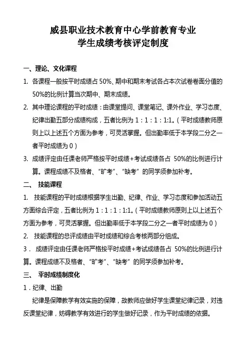 学生成绩考核评定制度
