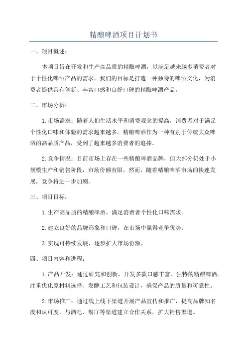精酿啤酒项目计划书
