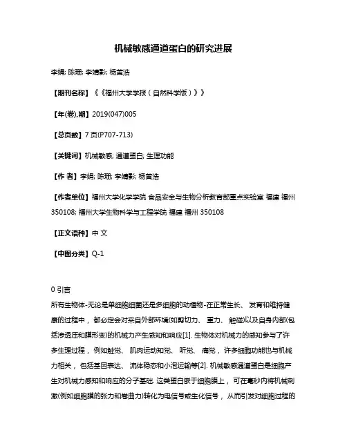 机械敏感通道蛋白的研究进展