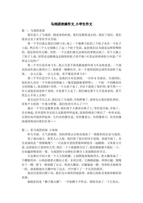 马戏团表演作文_小学生作文