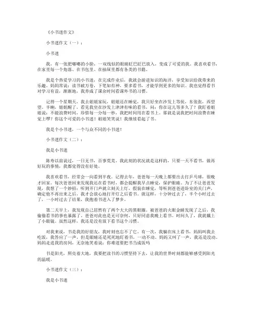 小书迷作文(6篇)精华版