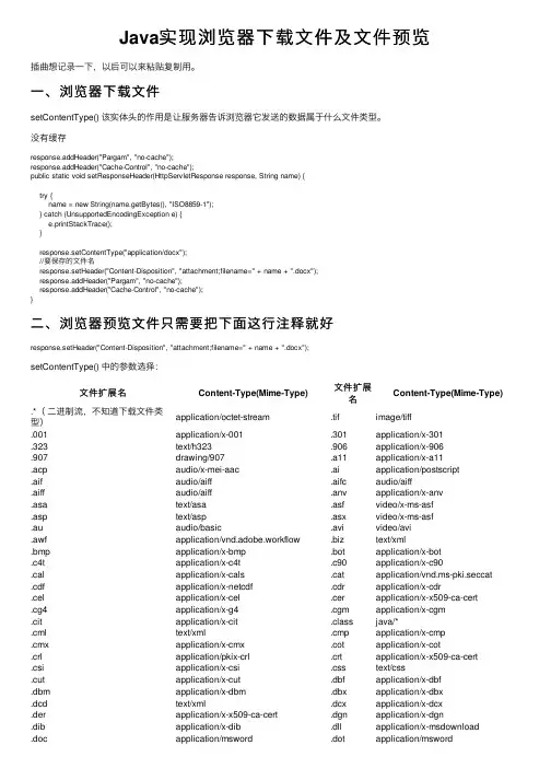 Java实现浏览器下载文件及文件预览