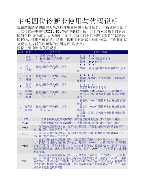 主板诊断卡(post)速查