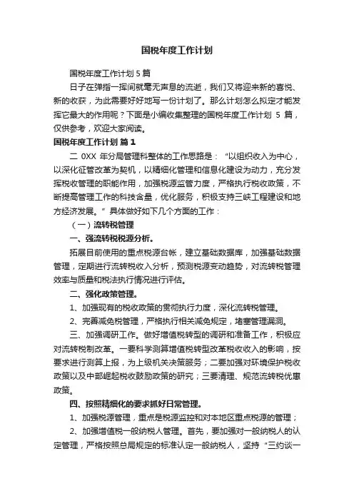 国税年度工作计划