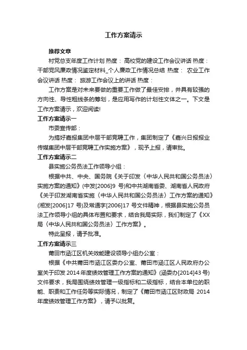工作方案请示