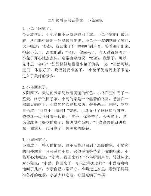 二年级看图写话作文：小兔回家