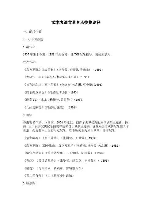 武术表演背景音乐搜集途径