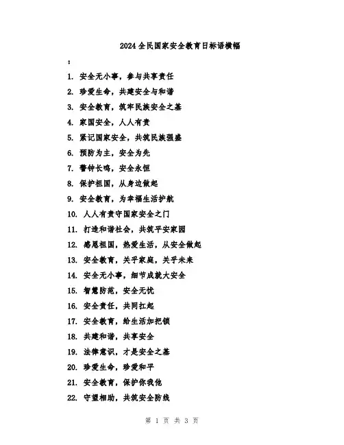 2024全民国家安全教育日标语横幅