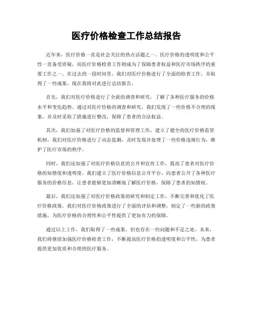 医疗价格检查工作总结报告