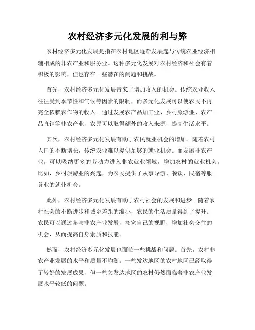 农村经济多元化发展的利与弊