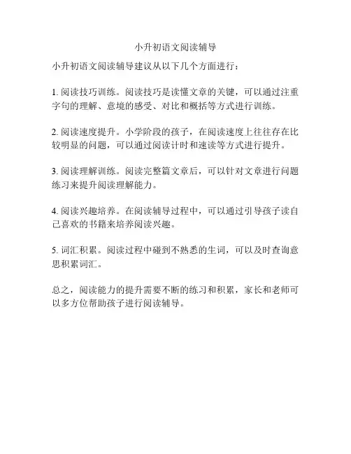 小升初语文阅读辅导