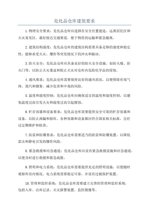危化品仓库建筑要求
