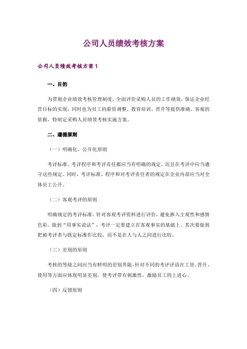 公司人员绩效考核方案