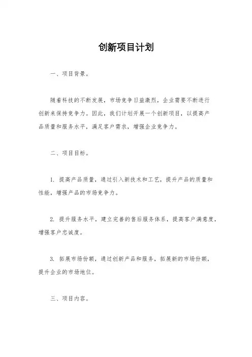 创新项目计划