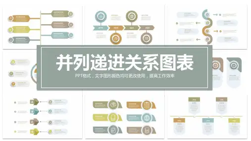 并列递进关系PPT图表