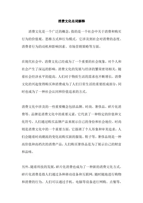 消费文化名词解释