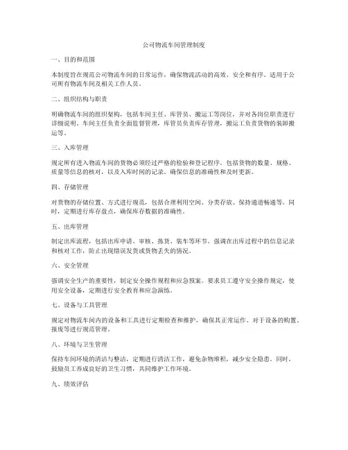 公司物流车间管理制度