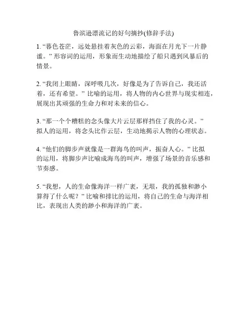 鲁滨逊漂流记的好句摘抄(修辞手法)