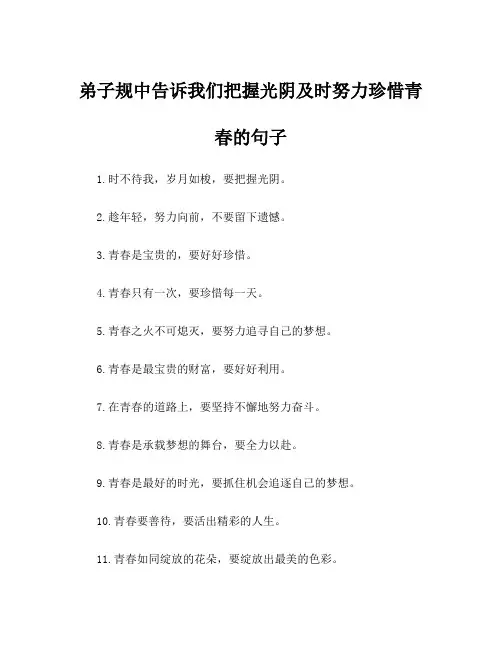 弟子规中告诉我们把握光阴及时努力珍惜青春的句子
