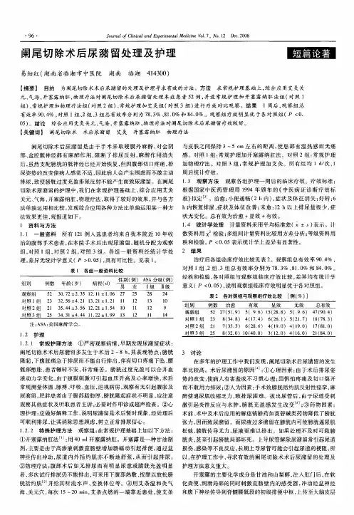 阑尾切除术后尿潴留处理及护理