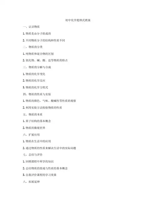初中化学提纲式教案