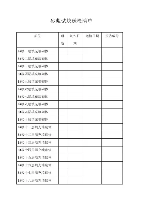 混凝土试块送检清单