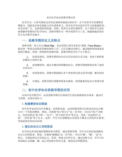 初中化学知识思维导图应用(含学习方法技巧、例题示范教学方法)