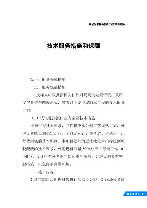 技术服务措施和保障