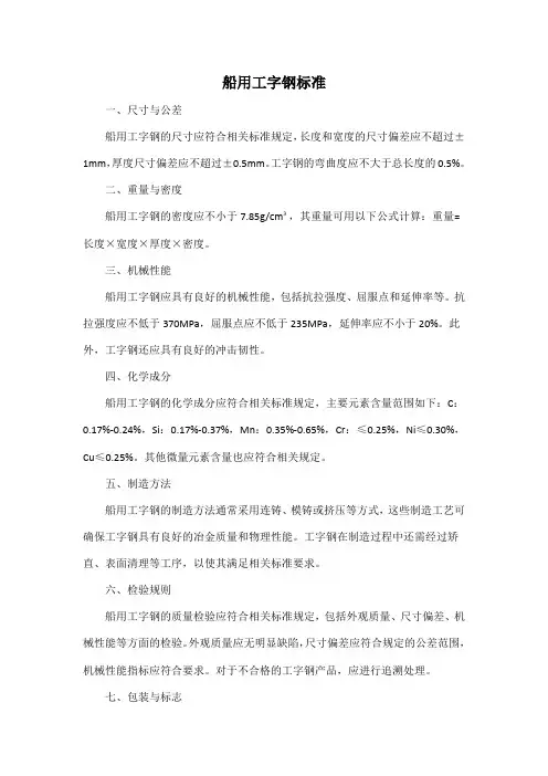 船用工字钢标准