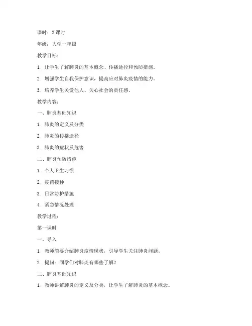 大学肺炎教案
