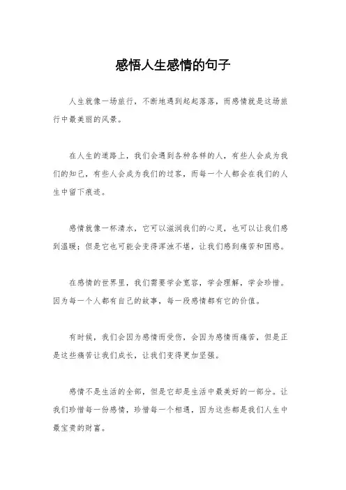感悟人生感情的句子