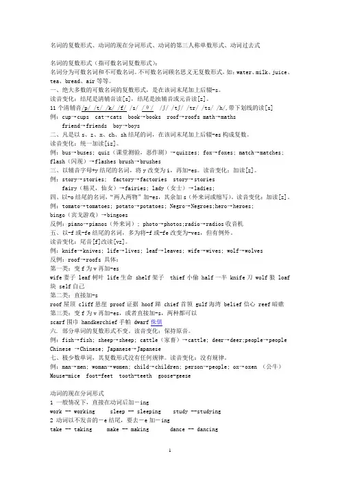 名词、动词的各种形式与读音