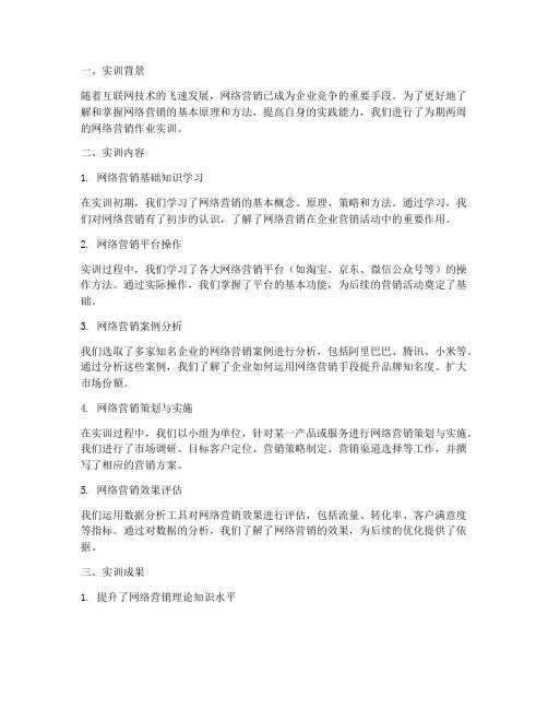 网络营销作业实训报告