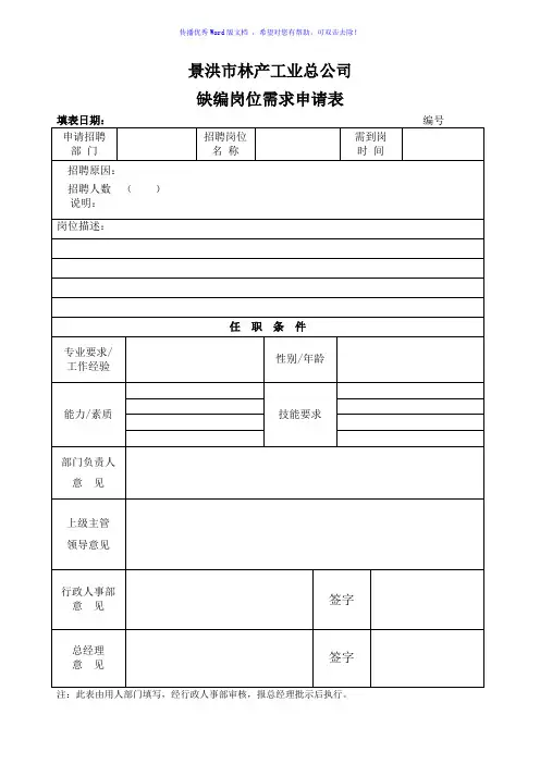 人事全套表格Word版