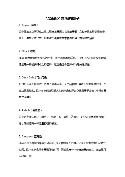 品牌命名成功的例子