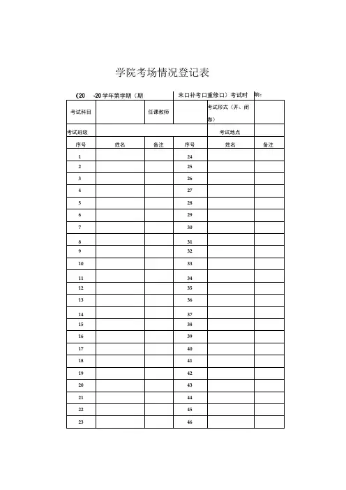学院考场情况登记表