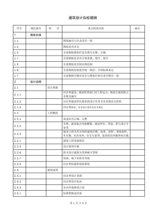 建筑设计自校提纲