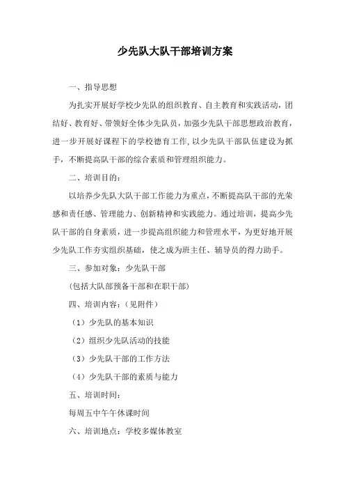 少先队大队干部培训方案