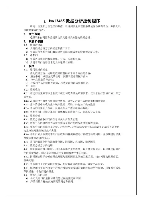 iso13485数据分析控制程序