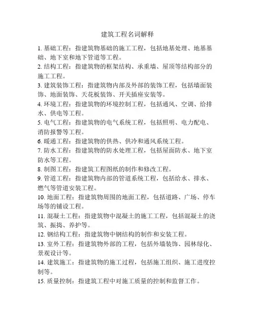 建筑工程名词解释