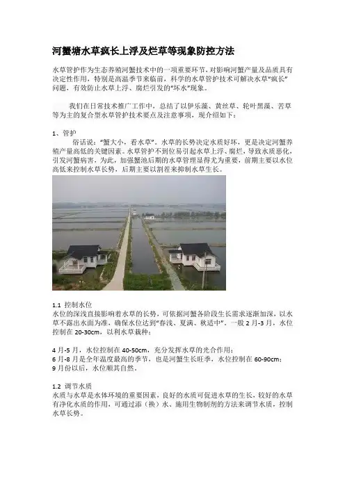 河蟹塘水草疯长上浮及烂草等现象防控方法