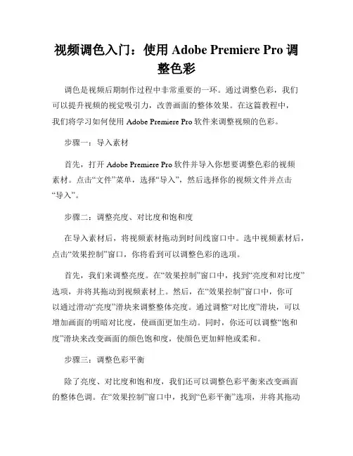 视频调色入门 使用Adobe Premiere Pro调整色彩