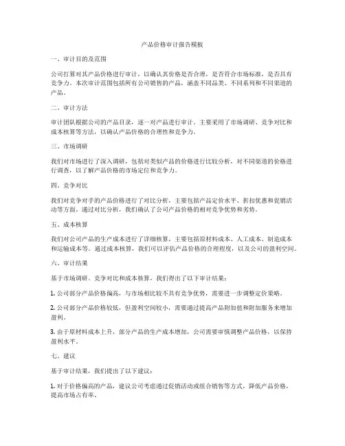 产品价格审计报告模板