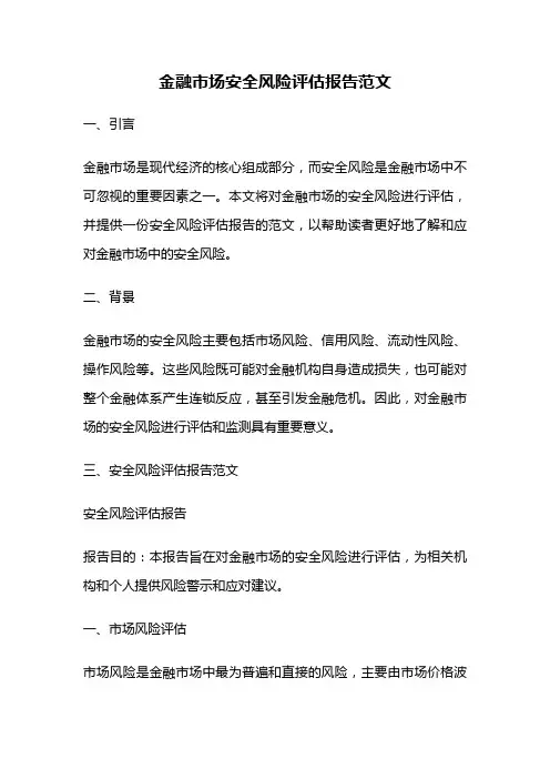 金融市场安全风险评估报告范文