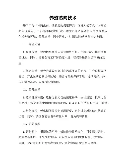 养殖鹅肉技术