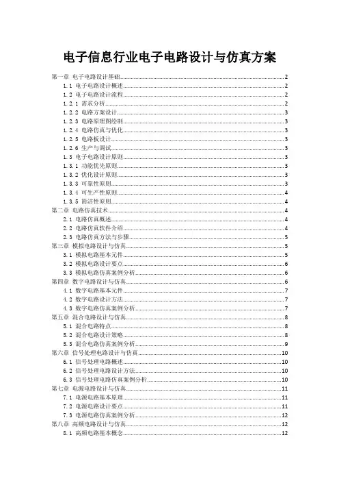 电子信息行业电子电路设计与仿真方案