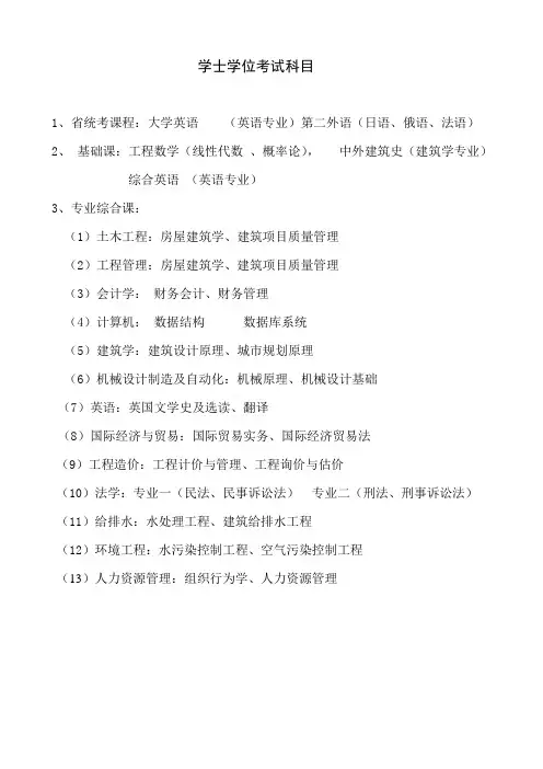 学士学位考试报名表及考试科目