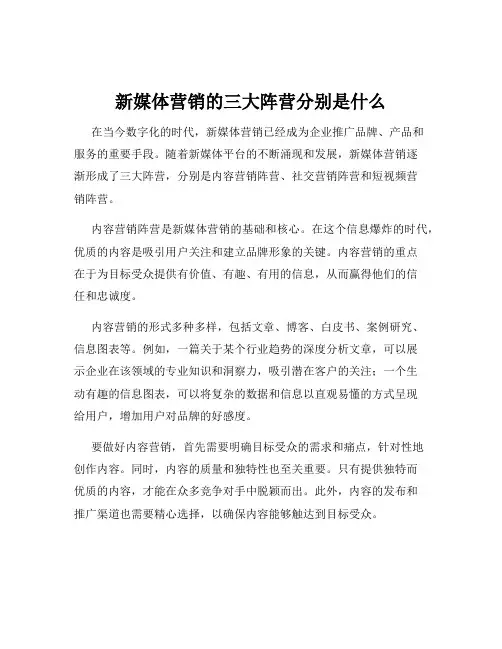 新媒体营销的三大阵营分别是什么