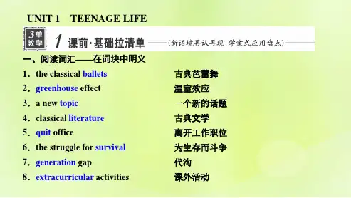 2023版新教材高考英语一轮总复习 Unit 1 Teenage Life课件 新人教版必修