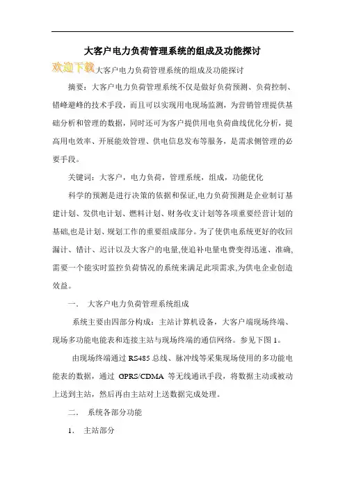 大客户电力负荷管理系统的组成及功能探讨